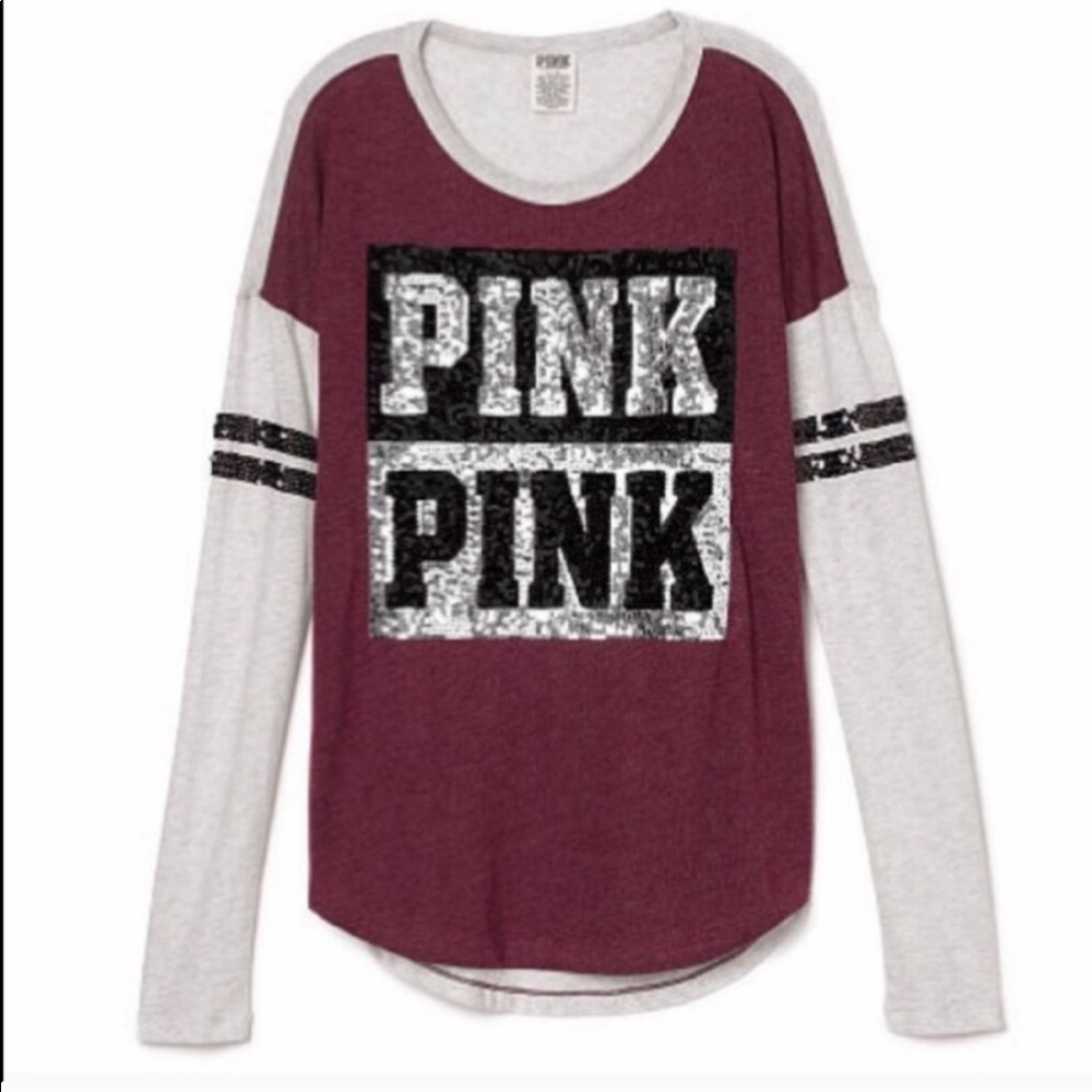 Vs Pink Long Sleeve Bling Tee